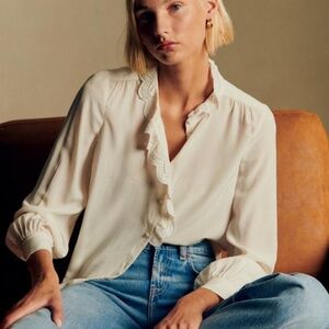 Sézane Chlo Shirt Ecru - Size 40 (US 8)